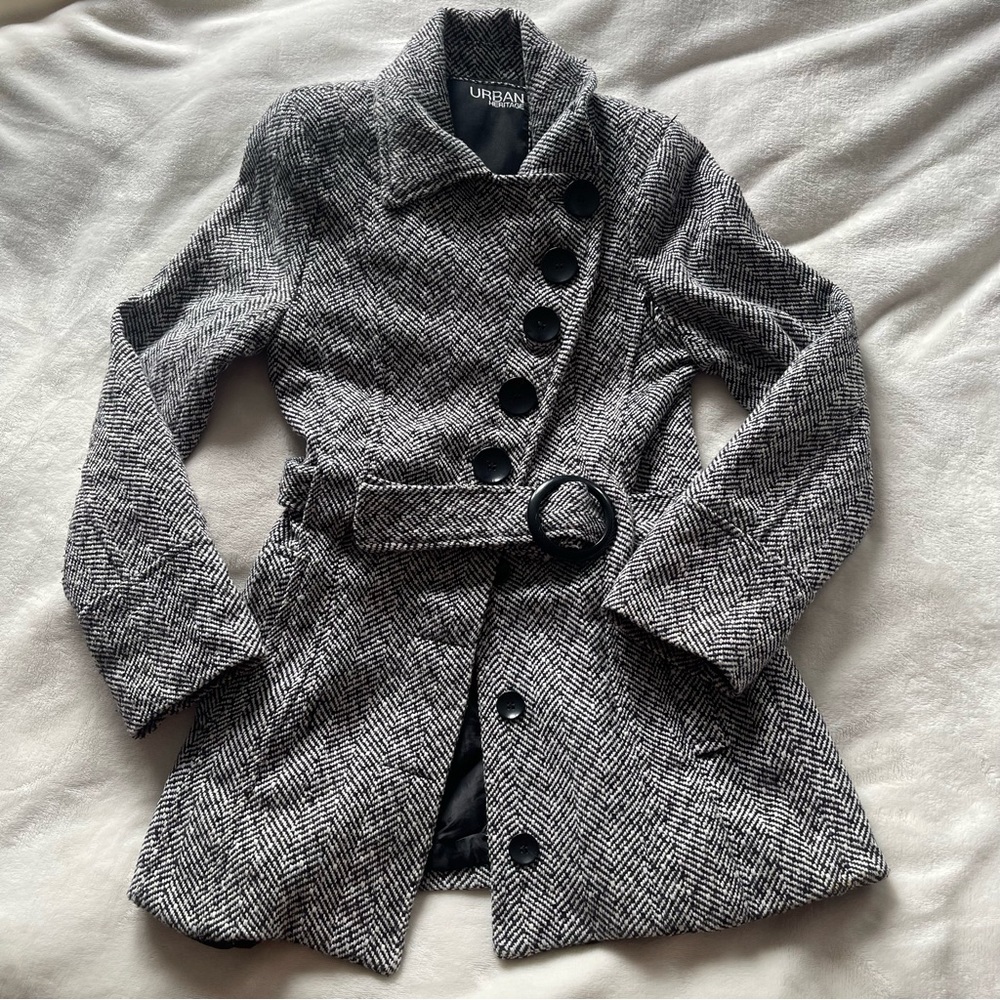 Black and White Pattern Peacoat